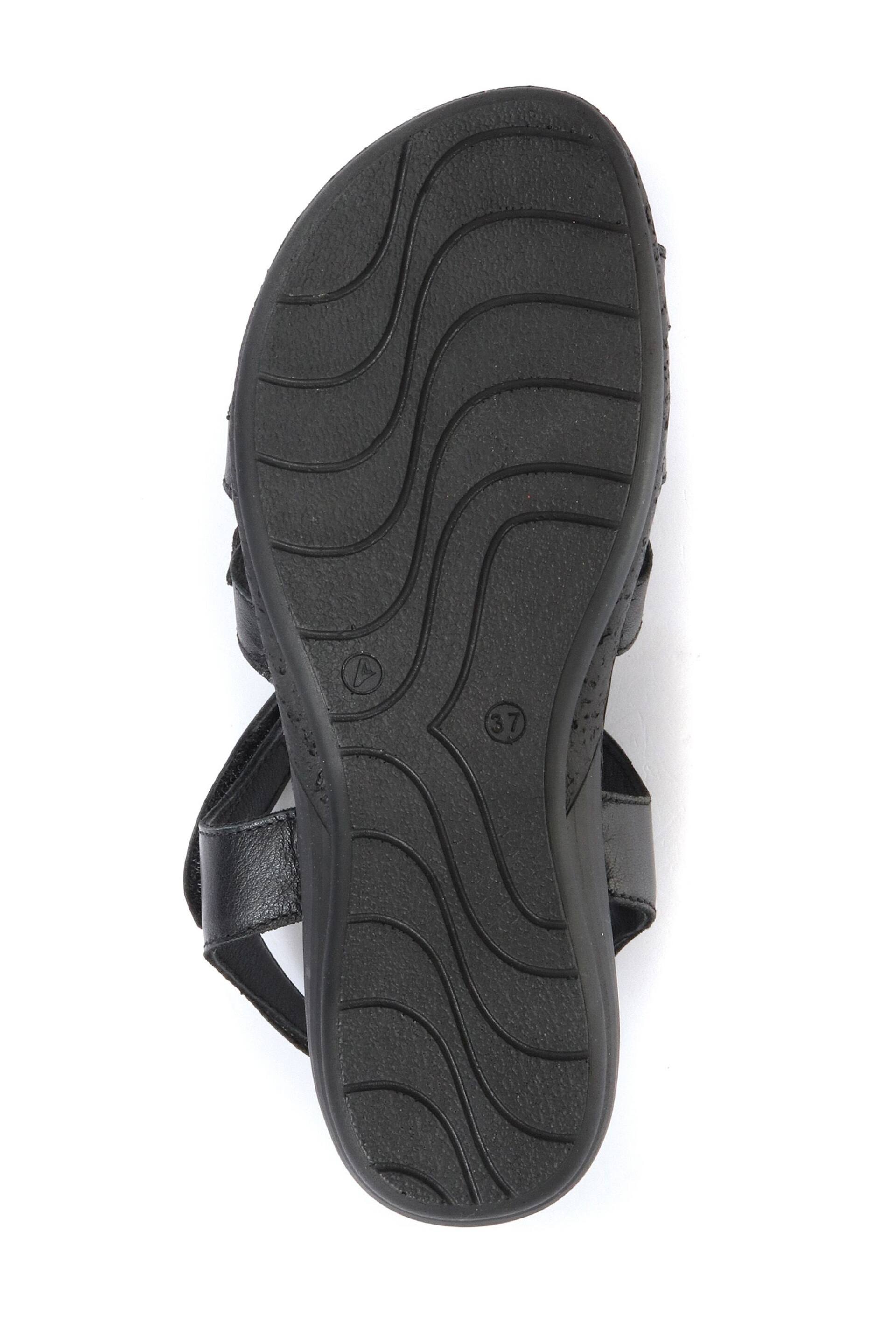 Pavers Black Ladies Leather T-Bar Sandals - Image 5 of 5