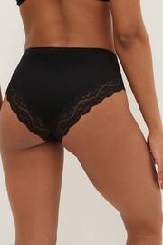 Black High Rise High Leg Cotton and Lace Knickers 4 Pack - Image 2 of 5
