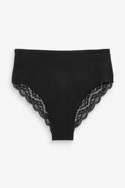 Black High Rise High Leg Cotton and Lace Knickers 4 Pack - Image 5 of 5