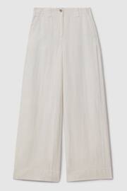 Reiss White Demi Linen Wide Leg Garment Dyed Trousers - Image 2 of 5