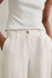 Reiss White Demi Linen Wide Leg Garment Dyed Trousers - Image 3 of 5