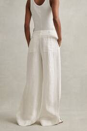 Reiss White Demi Linen Wide Leg Garment Dyed Trousers - Image 4 of 5