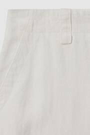 Reiss White Demi Linen Wide Leg Garment Dyed Trousers - Image 5 of 5