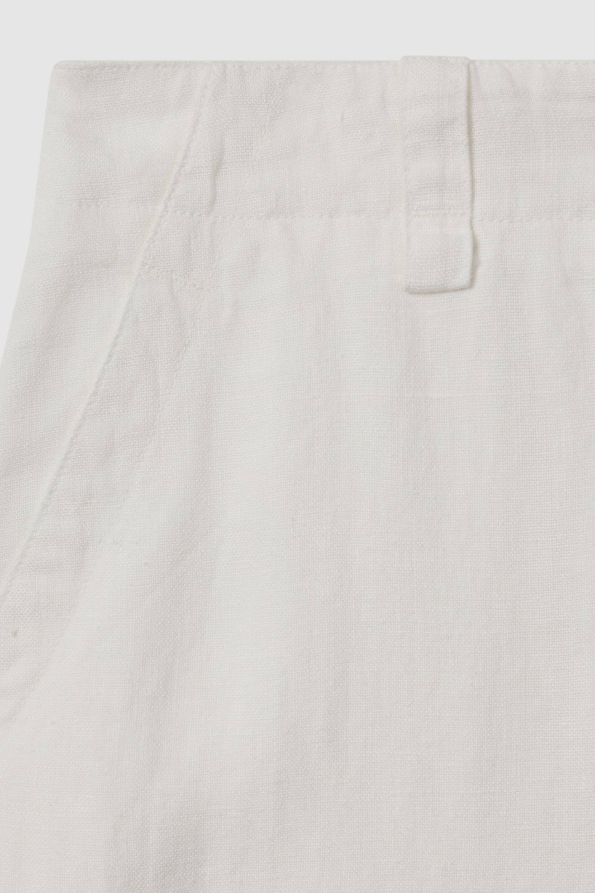 Reiss White Demi Linen Wide Leg Garment Dyed Trousers - Image 5 of 5