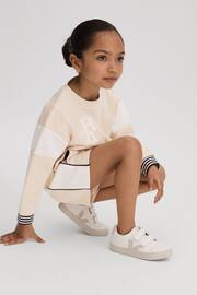 Reiss Ivory Colette Junior Cotton Blend Elasticated Waist Shorts - Image 3 of 4