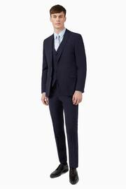 Ted Baker Premium Navy Blue Wool Panama Slim Suit: Jacket - Image 2 of 7
