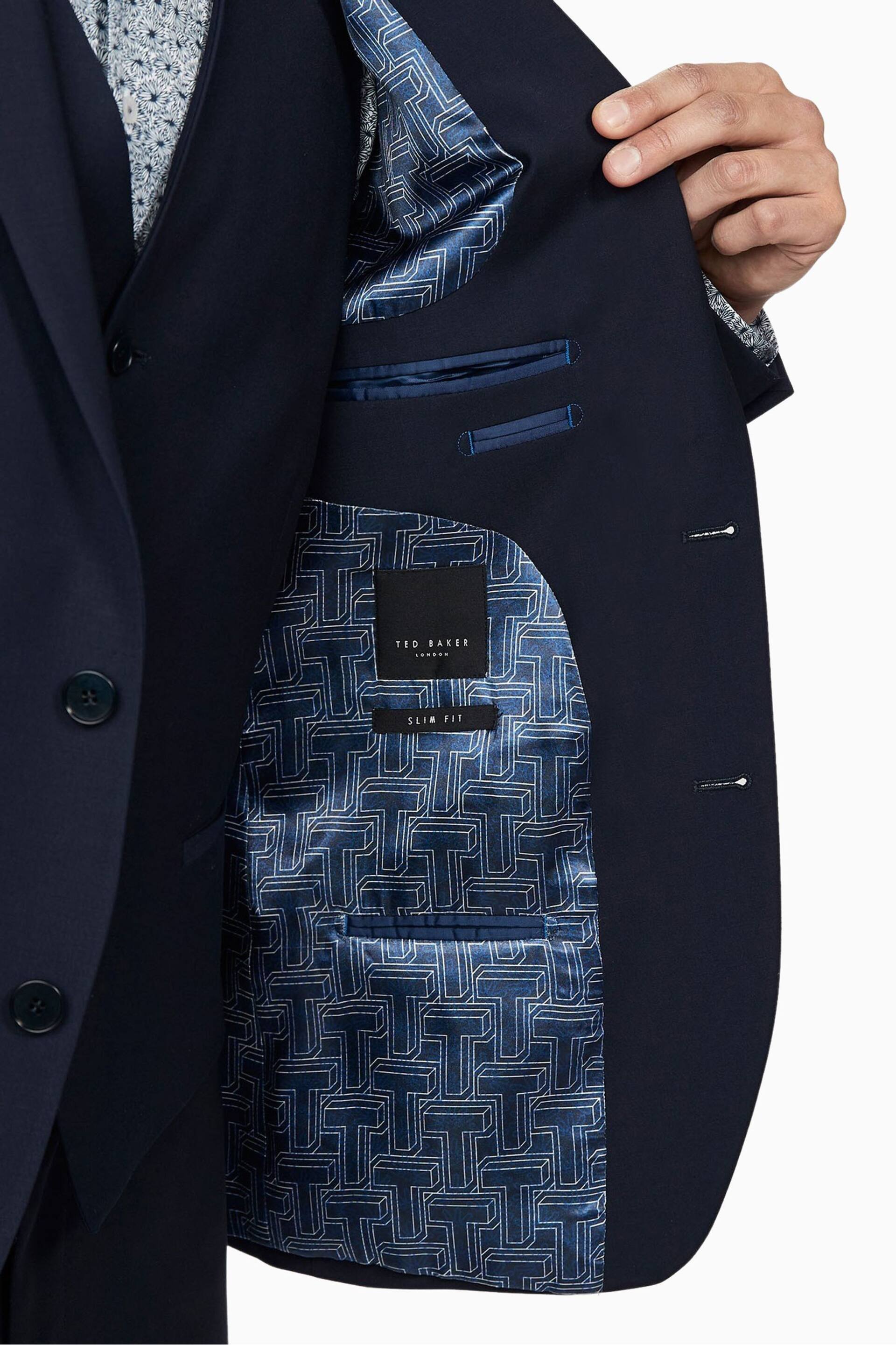 Ted Baker Premium Navy Blue Wool Panama Slim Suit: Jacket - Image 3 of 7