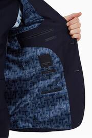 Ted Baker Premium Navy Blue Wool Panama Slim Suit: Jacket - Image 4 of 7