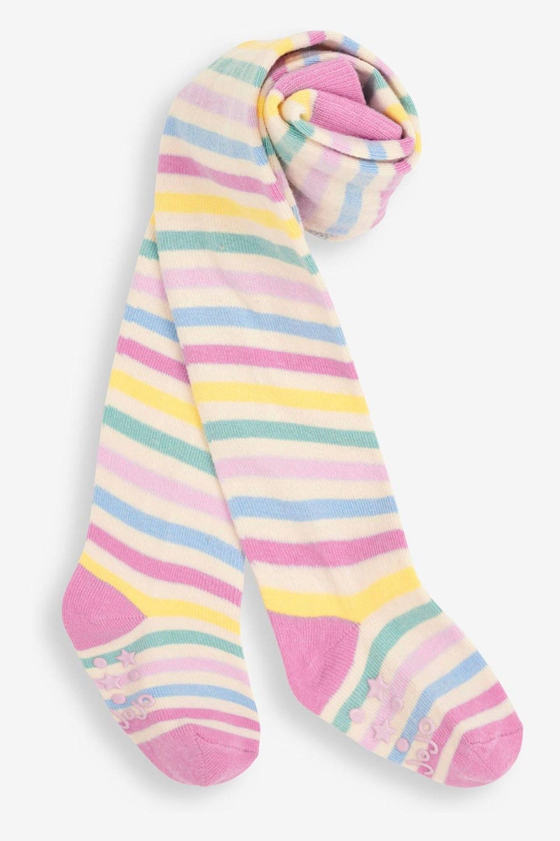 JoJo Maman Bébé Cream Multi Stripe Cotton Rich Tights - Image 1 of 1