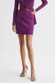 Reiss Magenta Bea Knitted Co-ord Mini Skirt - Image 1 of 5