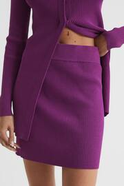 Reiss Magenta Bea Knitted Co-ord Mini Skirt - Image 4 of 5