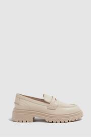 Reiss Ecru Adele Leather Chunky Cleated Loafers - Image 1 of 5