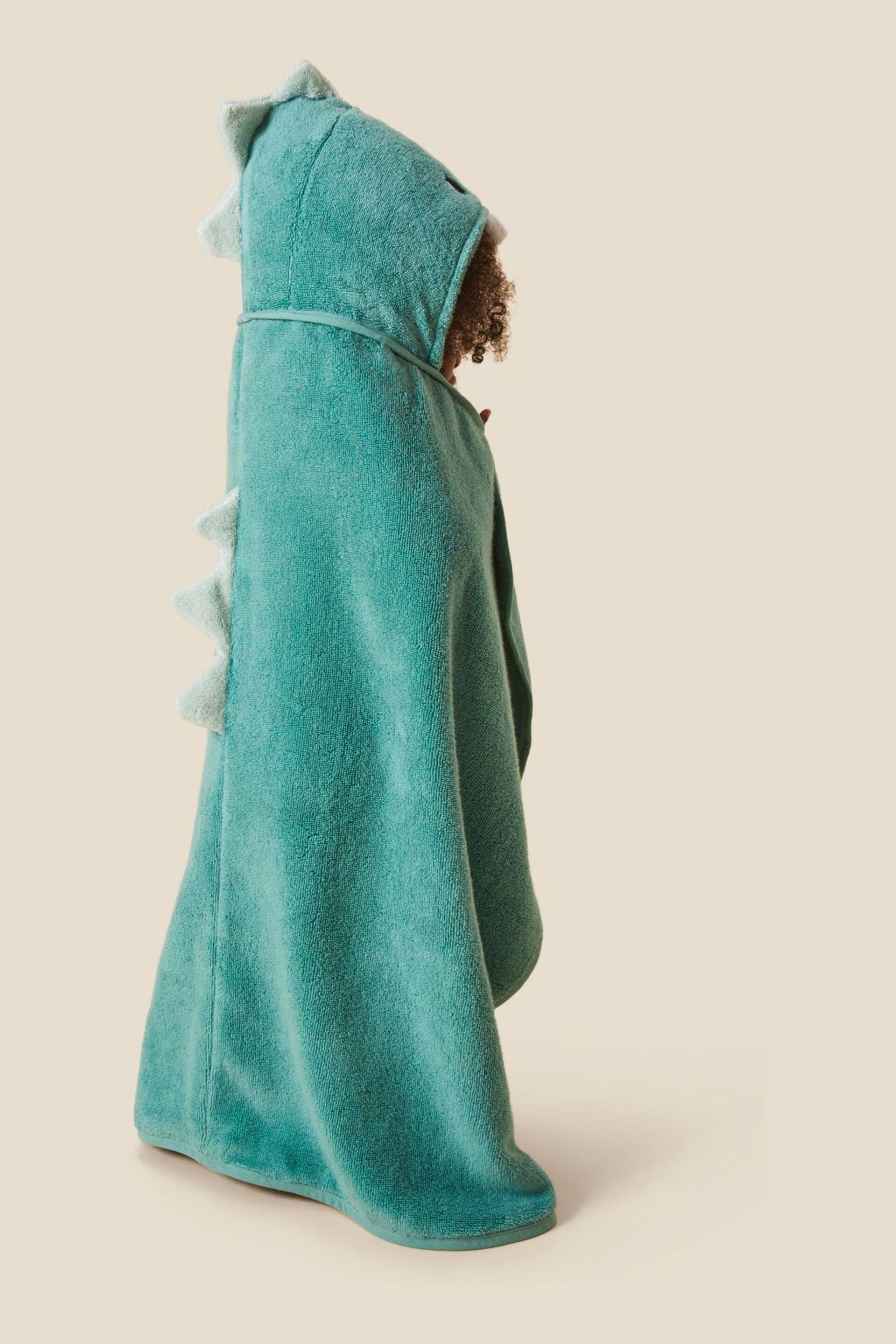 MORI Kids Organic Cotton Dino Hooded Towel - Image 3 of 6