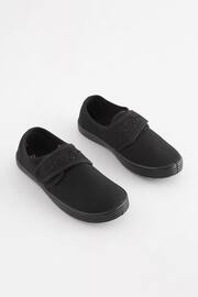 Black Wide Fit (G) Embroidered Strap School Plimsolls - Image 1 of 5
