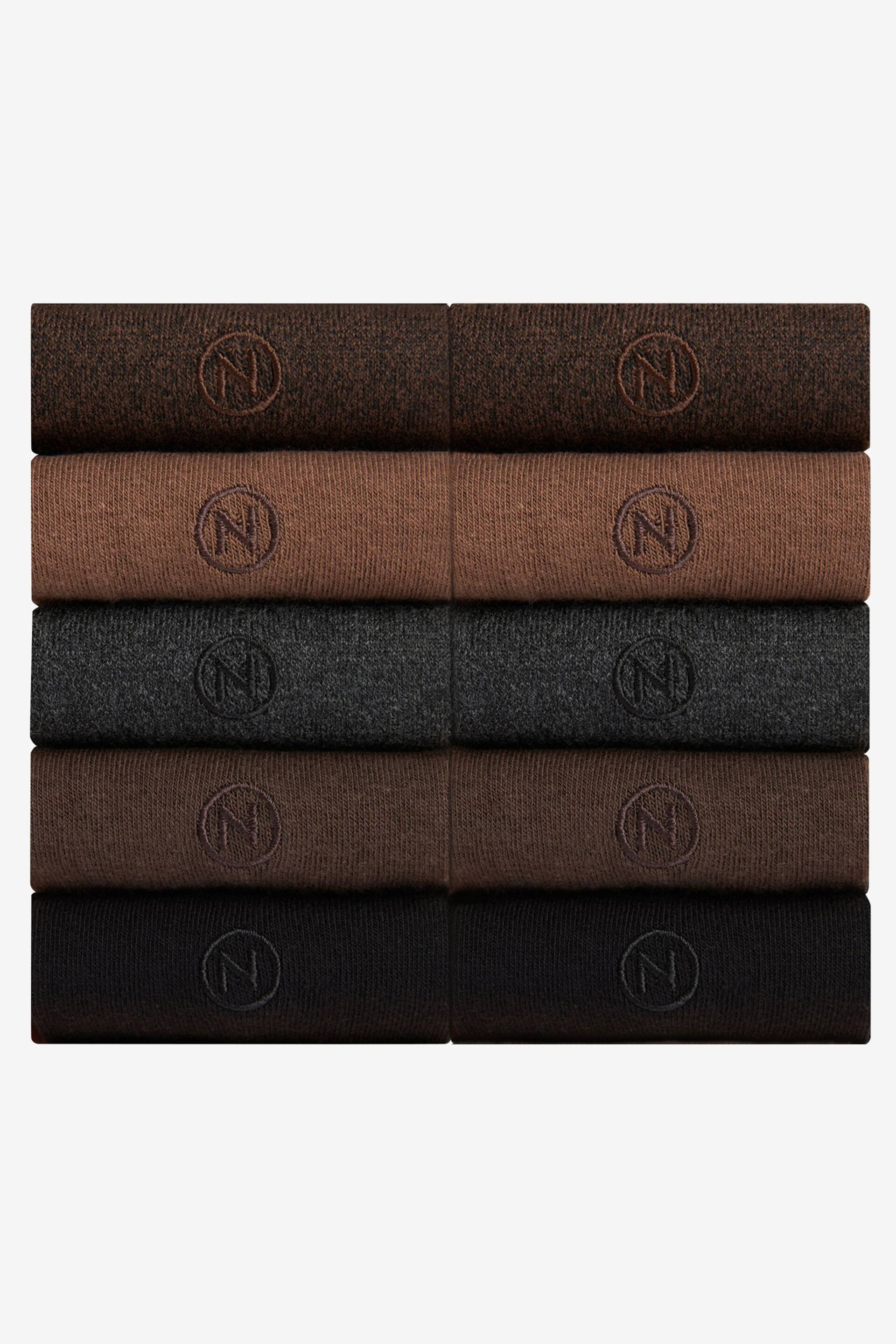 Neutrals 10 Pack Embroidered Lasting Fresh Socks - Image 2 of 14