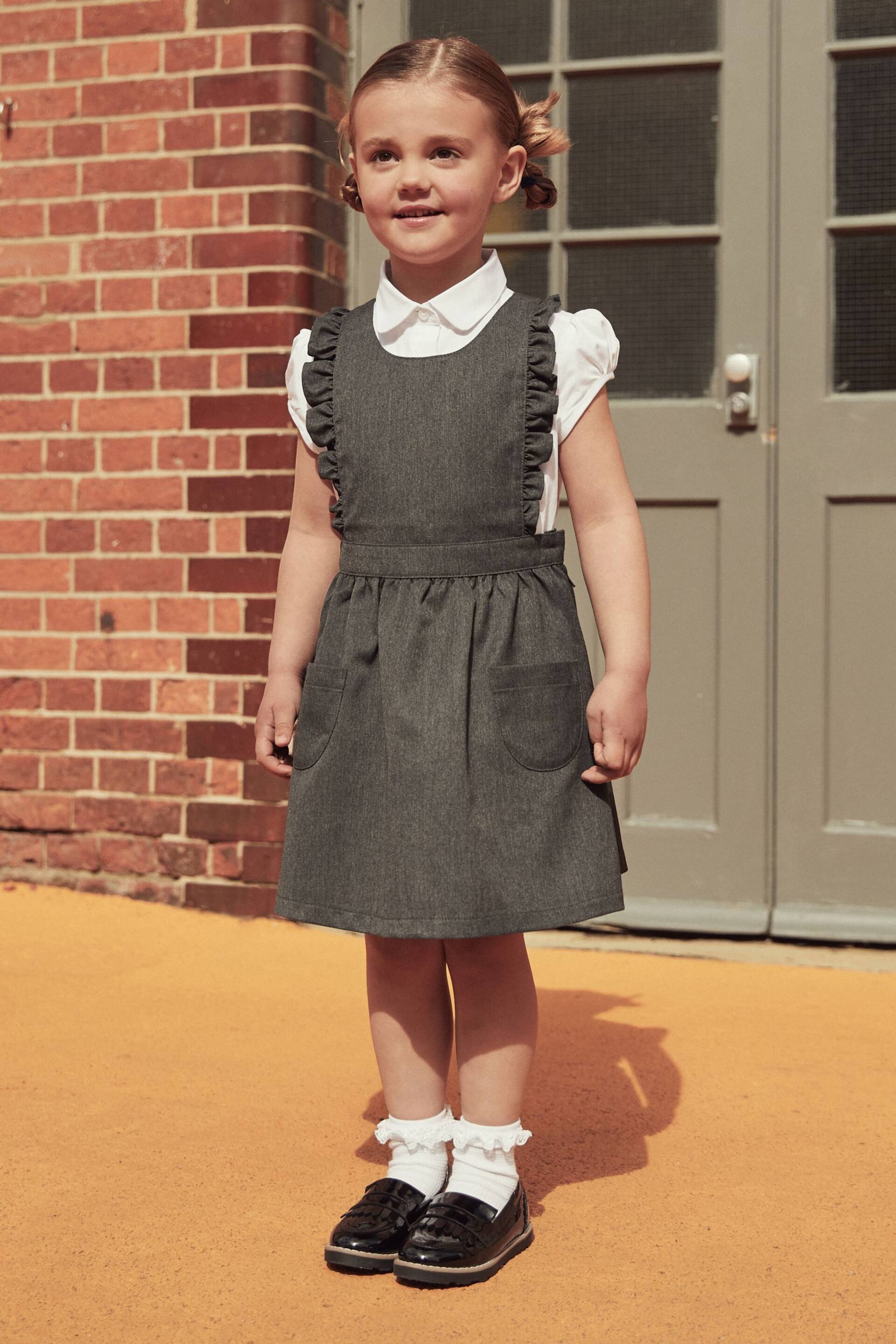 Grey Ruffle Detail Pinafore School Dress (3-14yrs) - Image 1 of 3