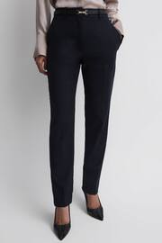 Reiss Navy Haisley Wool Blend Tapered Suit Trousers - Image 3 of 4