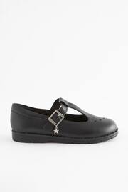 Black Standard Fit (F) Leather Junior T-Bar School Shoes - Image 2 of 5