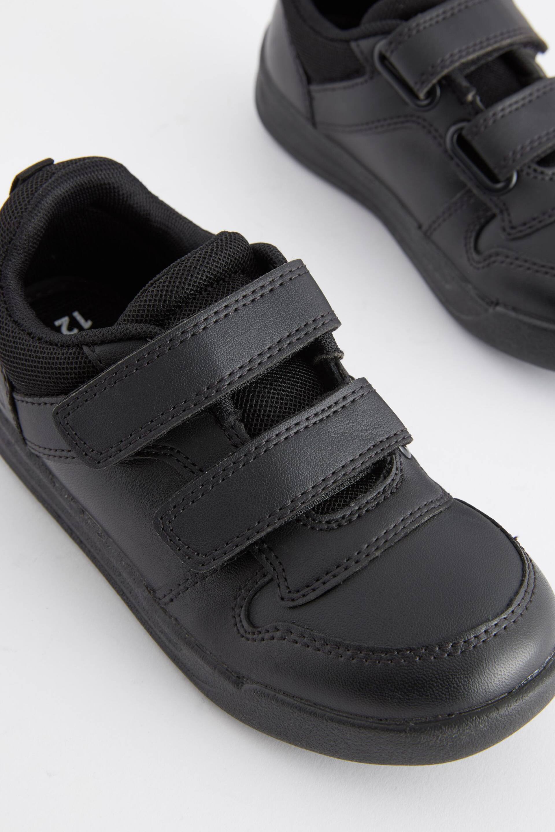Black Strap Touch Fasten Wide Fit (G) School Trainers - Image 7 of 10