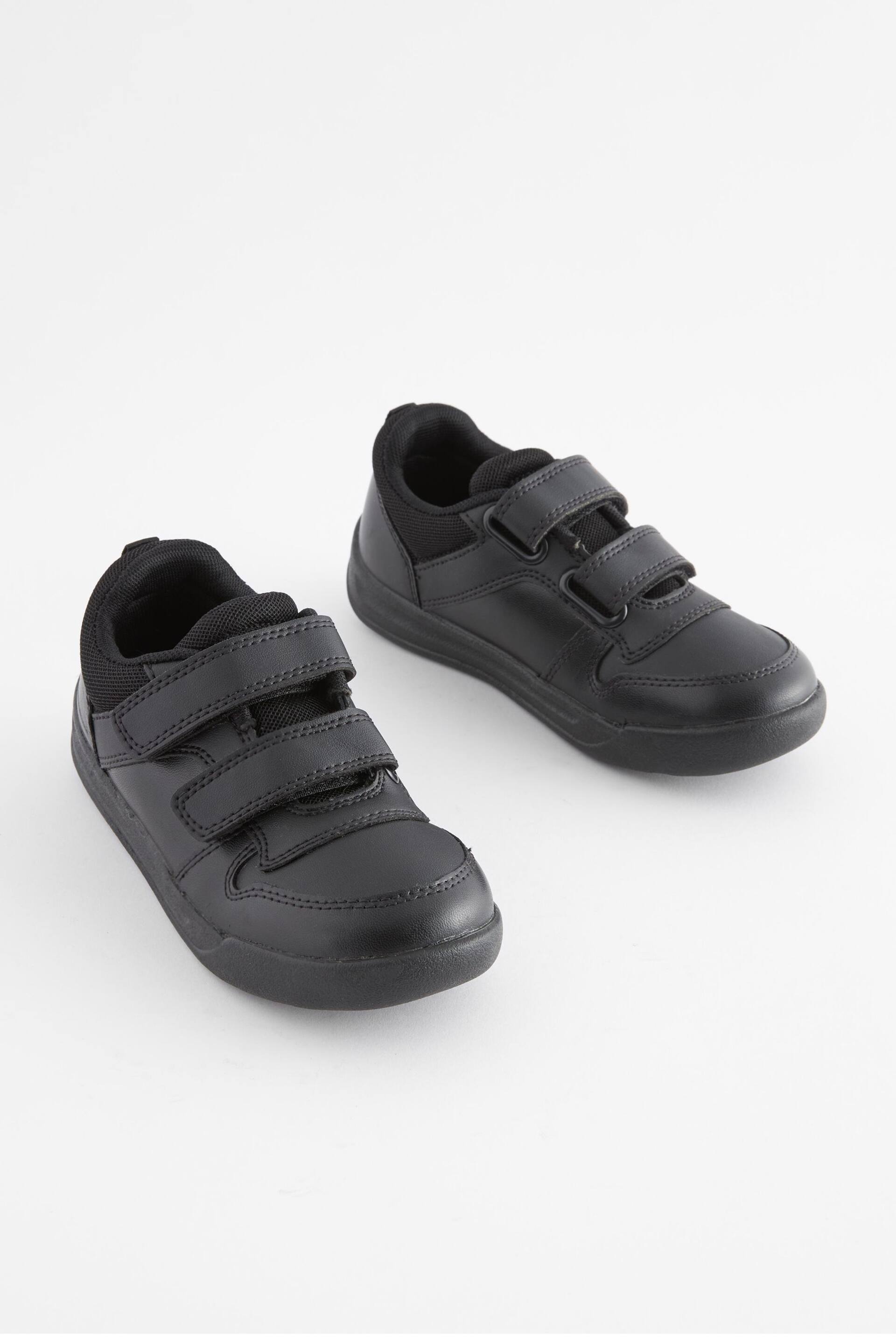 Black Strap Touch Fasten Extra Wide Fit (H) School Trainers - Image 2 of 6