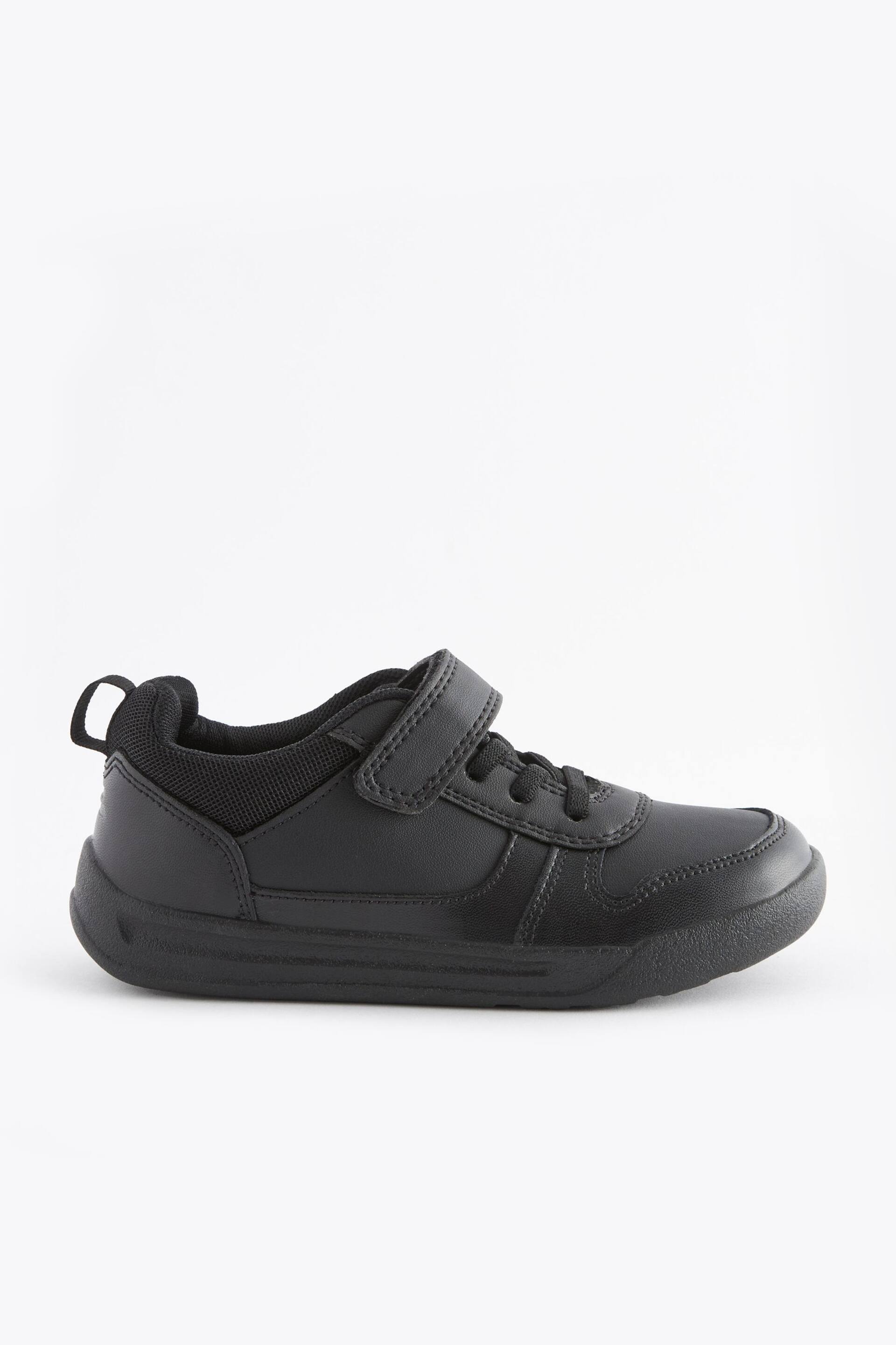 Black Elastic Lace Single Strap Wide Fit (G) School Trainers - Image 3 of 5