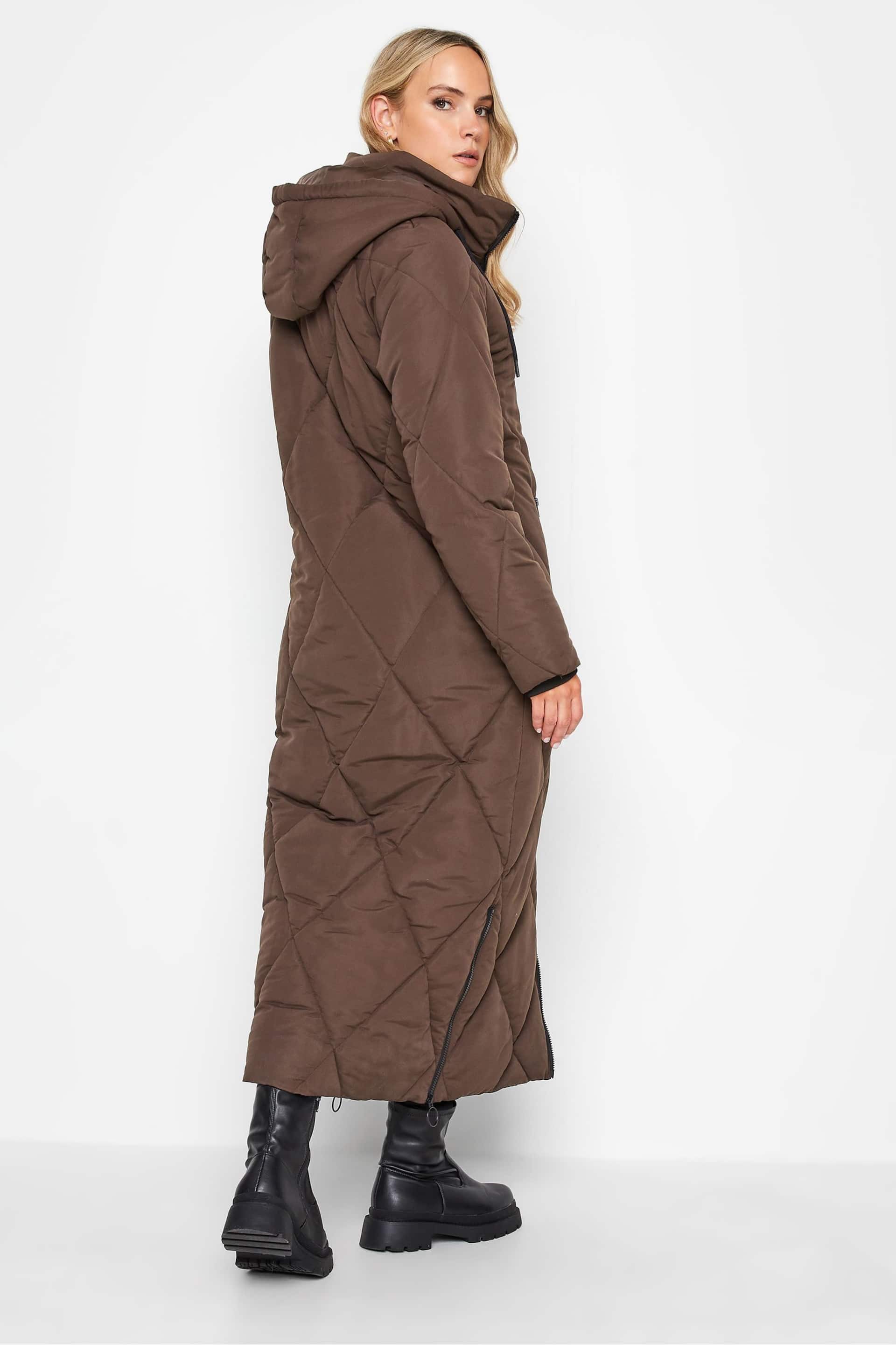 Long Tall Sally Brown Diamond Puffer Coat - Image 2 of 5