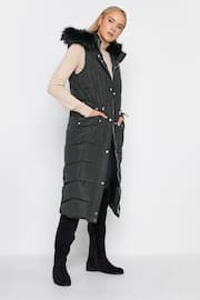 Long Tall Sally Black Faux Fur Trim Midi Gilet - Image 3 of 5