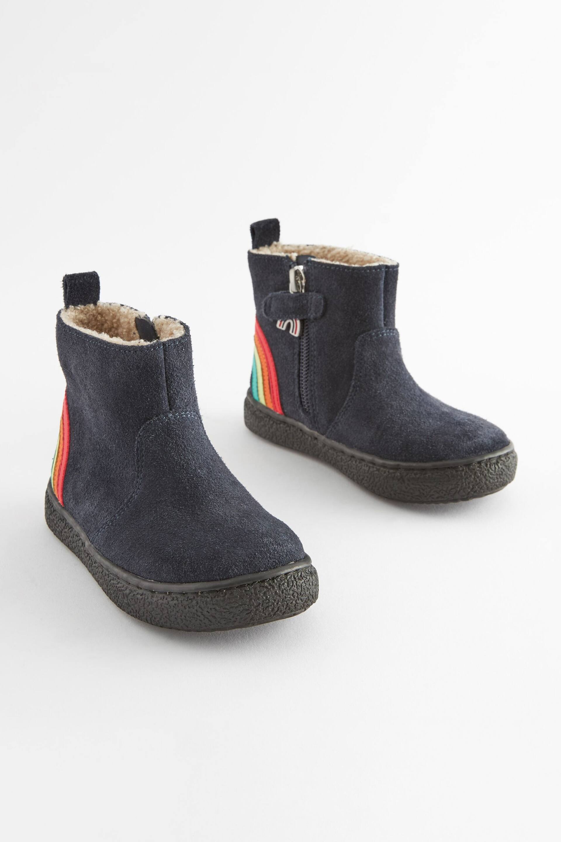 Navy Rainbow Wide Fit (G) Suede Chelsea Boots - Image 1 of 5