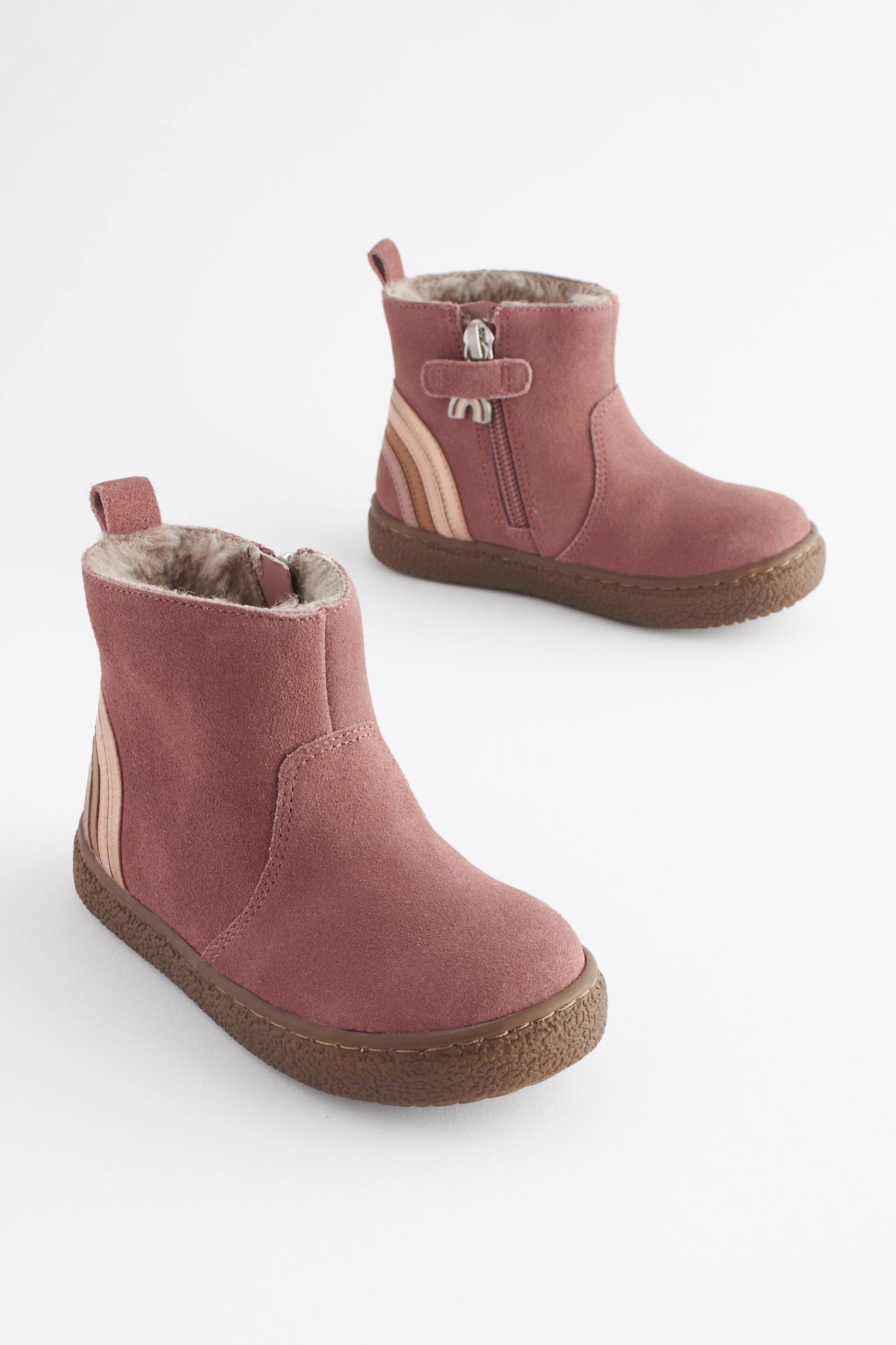 Pink Wide Fit (G) Suede Chelsea Boots - Image 1 of 5