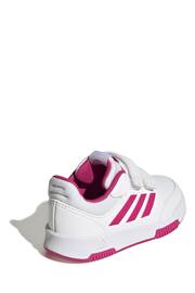 adidas White/Pink Tensaur Hook and Loop Shoes - Image 4 of 9