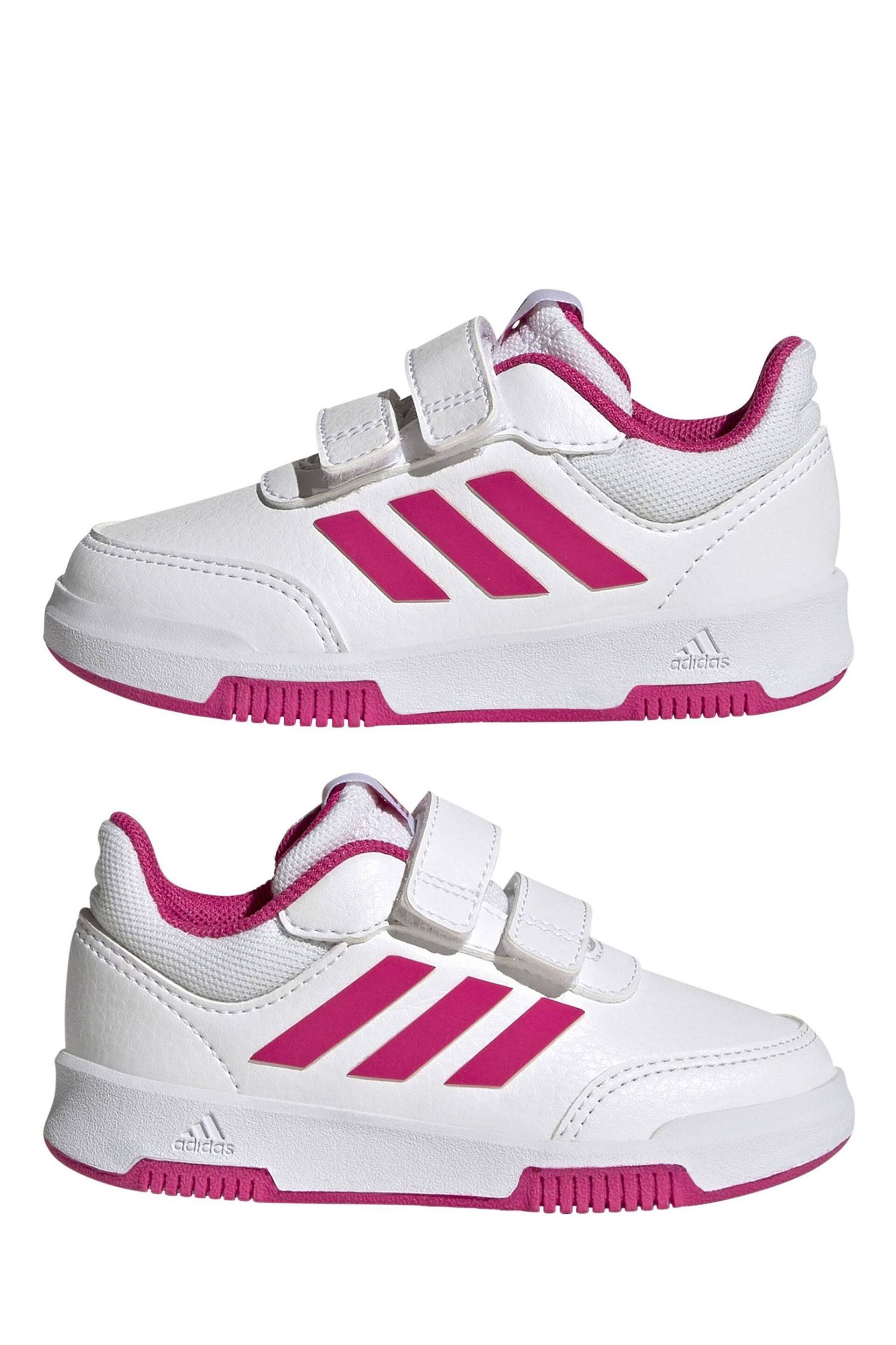 adidas White/Pink Tensaur Hook and Loop Shoes - Image 5 of 9