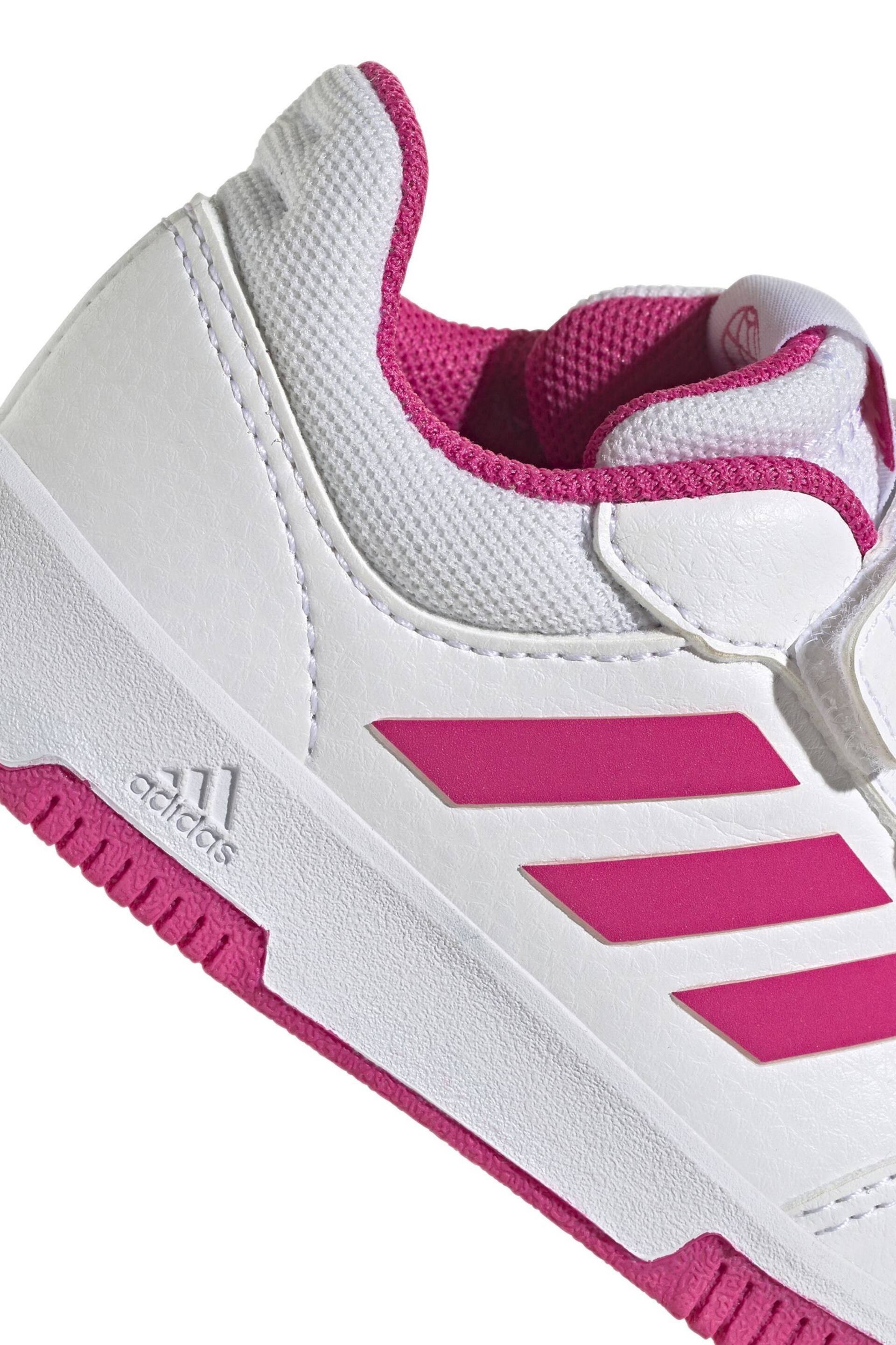 adidas White/Pink Tensaur Hook and Loop Shoes - Image 8 of 9