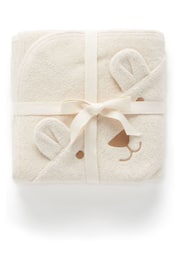 Purebaby Organic Cotton Neutral Cream Hooded Towel - Image 1 of 4