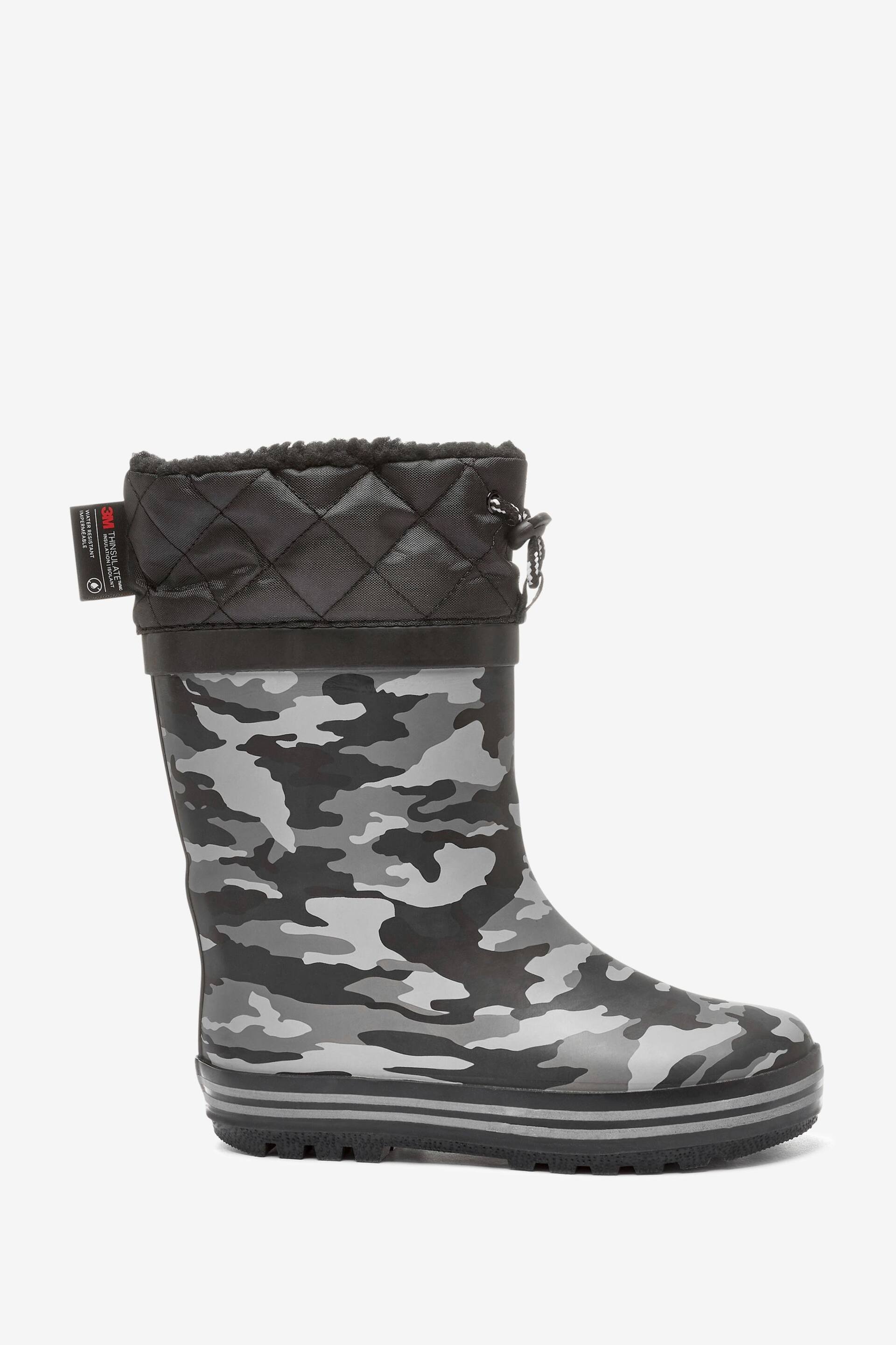 Monochrome Camouflage Thinsulate™ Warm Lined Cuff Wellies - Image 2 of 8