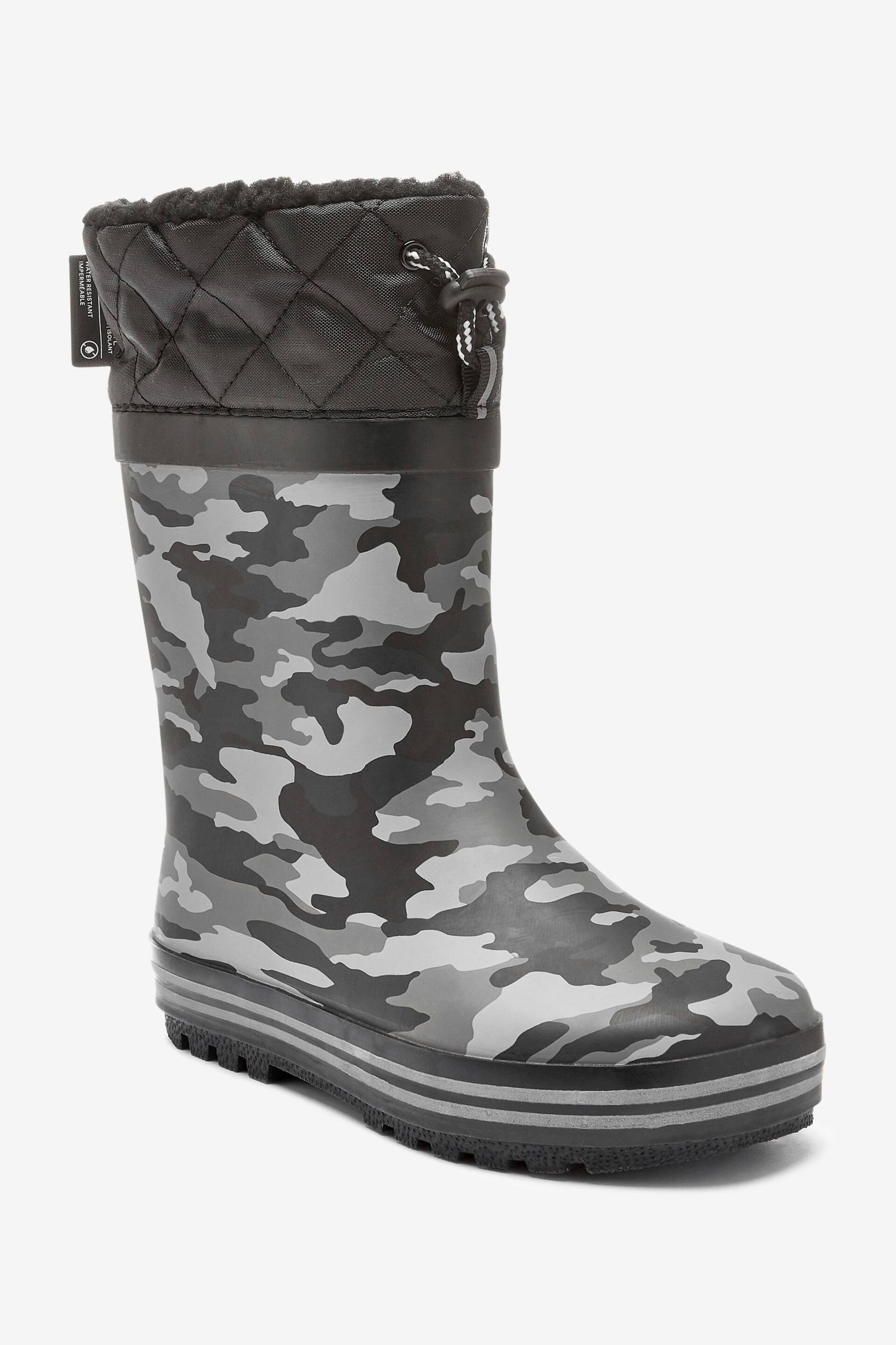 Monochrome Camouflage Thinsulate™ Warm Lined Cuff Wellies - Image 3 of 8