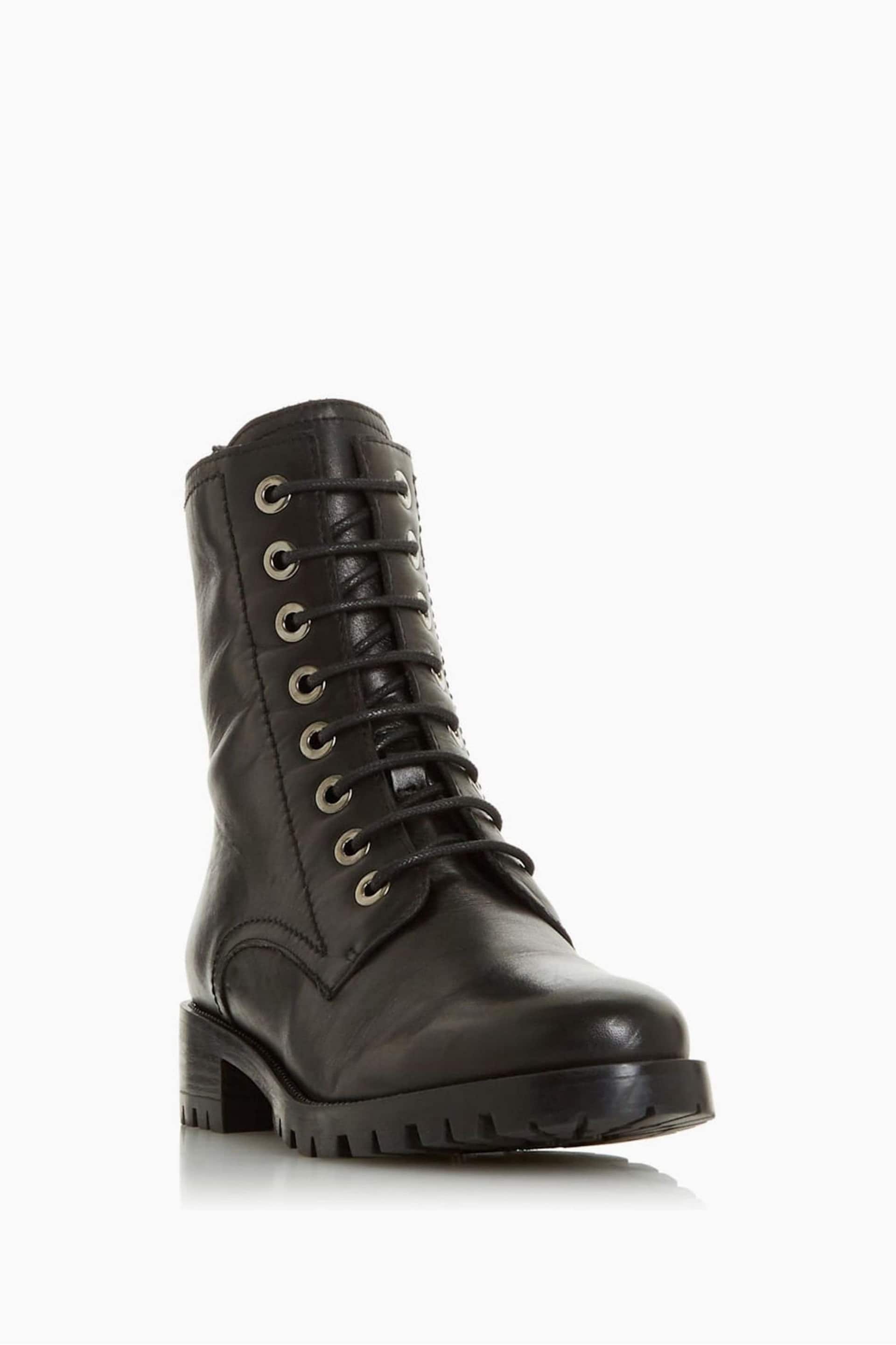 Dune London Black Wide Fit Prestone Cleated Hiker Boots - Image 3 of 5