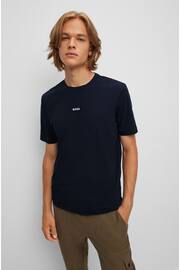 BOSS Dark Blue Relaxed Fit Central Logo T-Shirt - Image 1 of 4