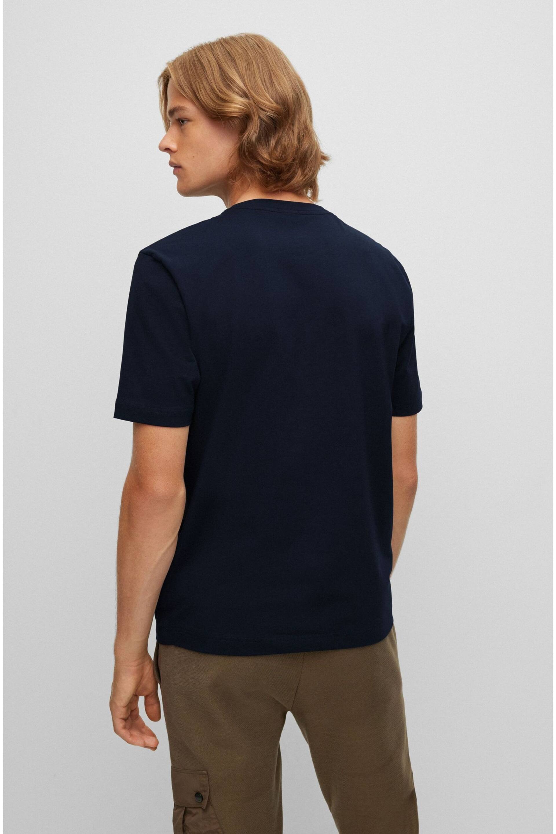 BOSS Dark Blue Relaxed Fit Central Logo T-Shirt - Image 2 of 4