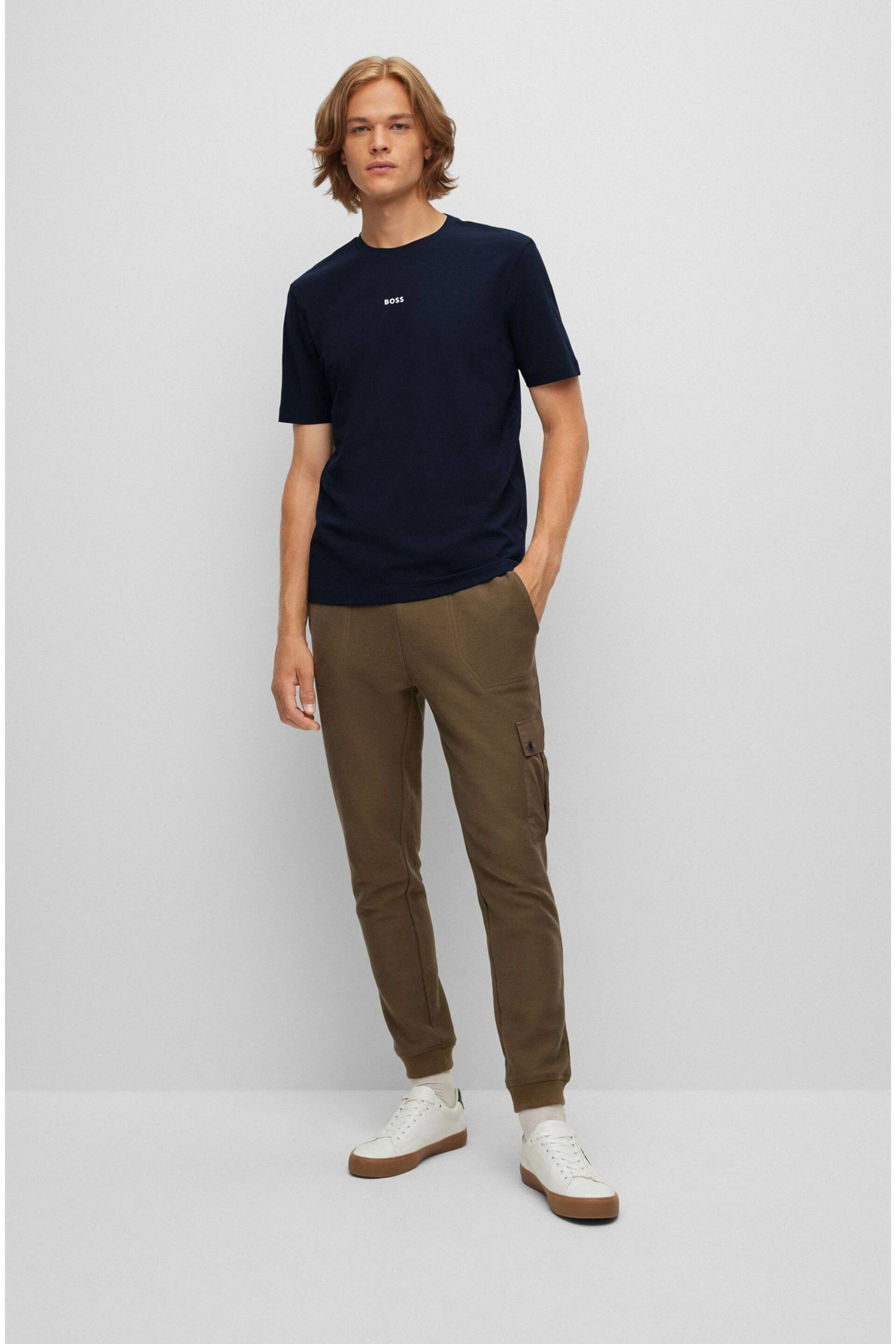 BOSS Dark Blue Relaxed Fit Central Logo T-Shirt - Image 3 of 4