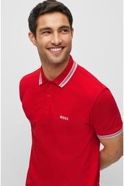 BOSS Red/Grey Tipping Paddy Polo Pink Cream Shirt - Image 4 of 5