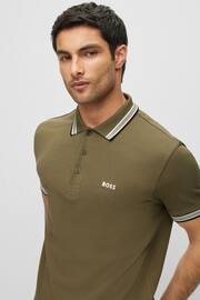 BOSS Olive Green/Black Tipping Paddy Polo Pink Cream Shirt - Image 4 of 5