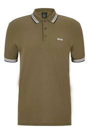 BOSS Olive Green/Black Tipping Paddy Polo Pink Cream Shirt - Image 5 of 5