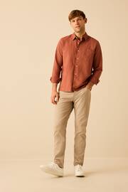 Brown Linen Blend Long Sleeve Shirt - Image 2 of 7