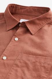 Brown Linen Blend Long Sleeve Shirt - Image 6 of 7