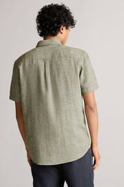 Green Standard Collar Linen Blend Short Sleeve Shirt - Image 3 of 8