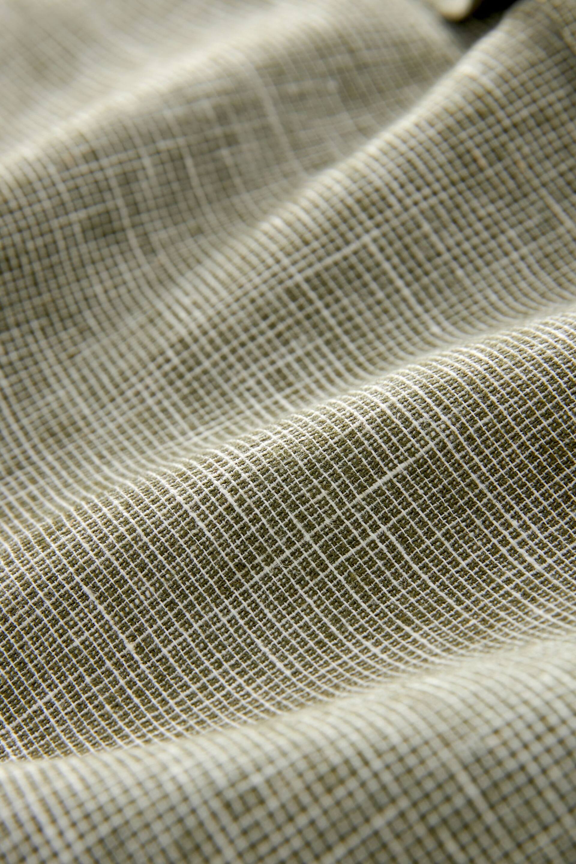Green Standard Collar Linen Blend Short Sleeve Shirt - Image 8 of 8