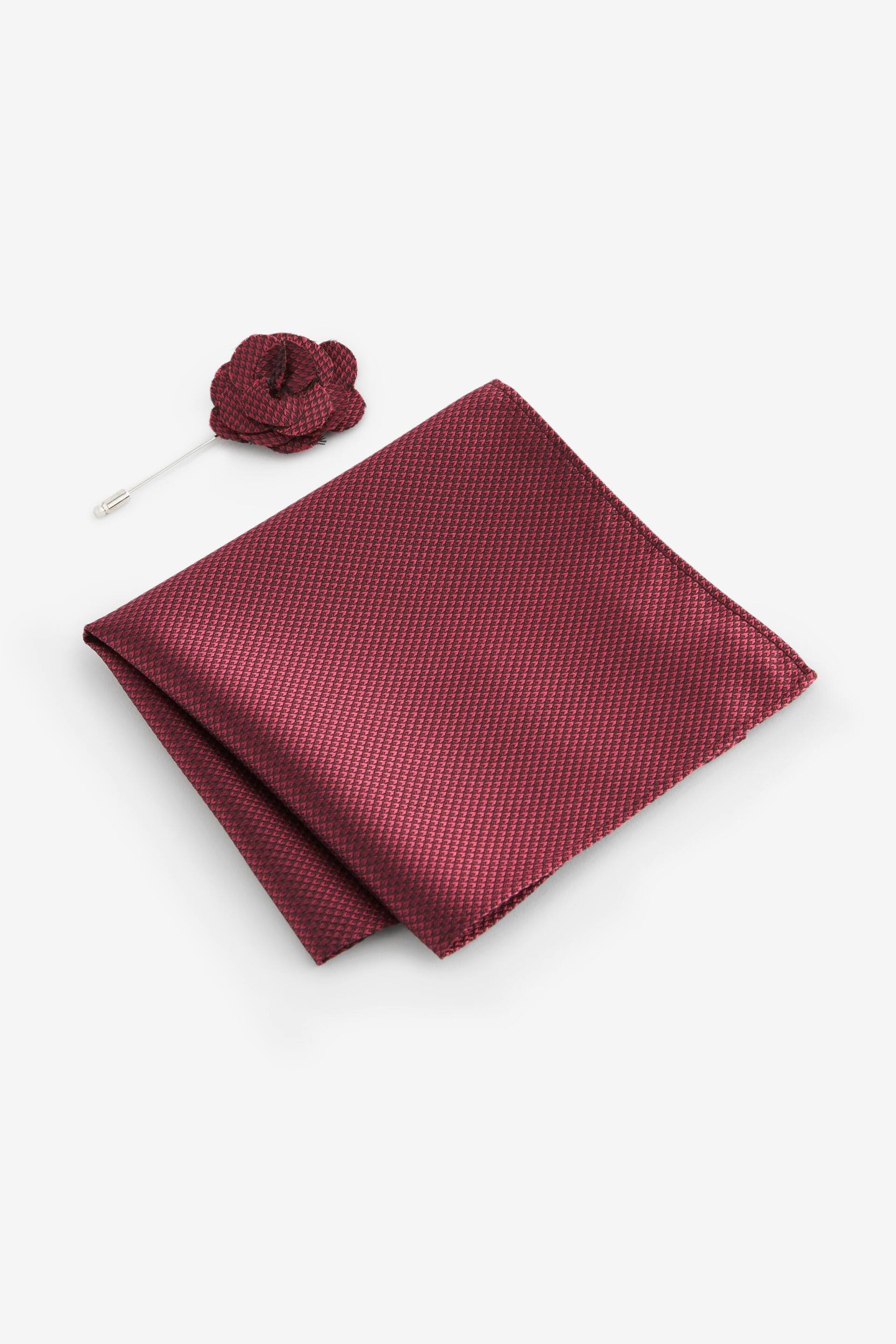 Rose Pink Textured Silk Lapel Pin And Pocket Square Set - Image 1 of 3