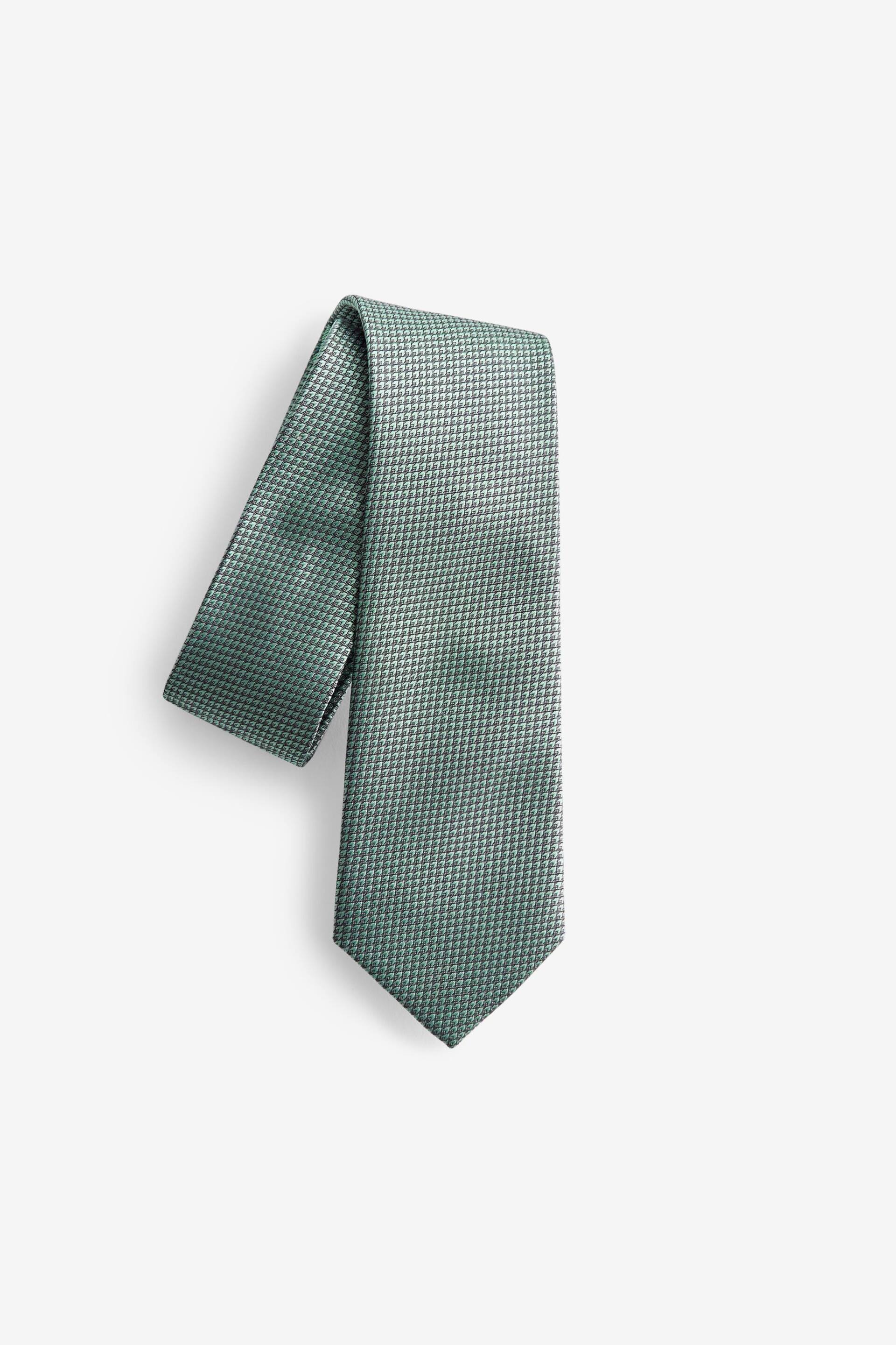 Sage Green Slim Textured Silk Tie - Image 2 of 4