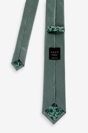 Sage Green Slim Textured Silk Tie - Image 4 of 4