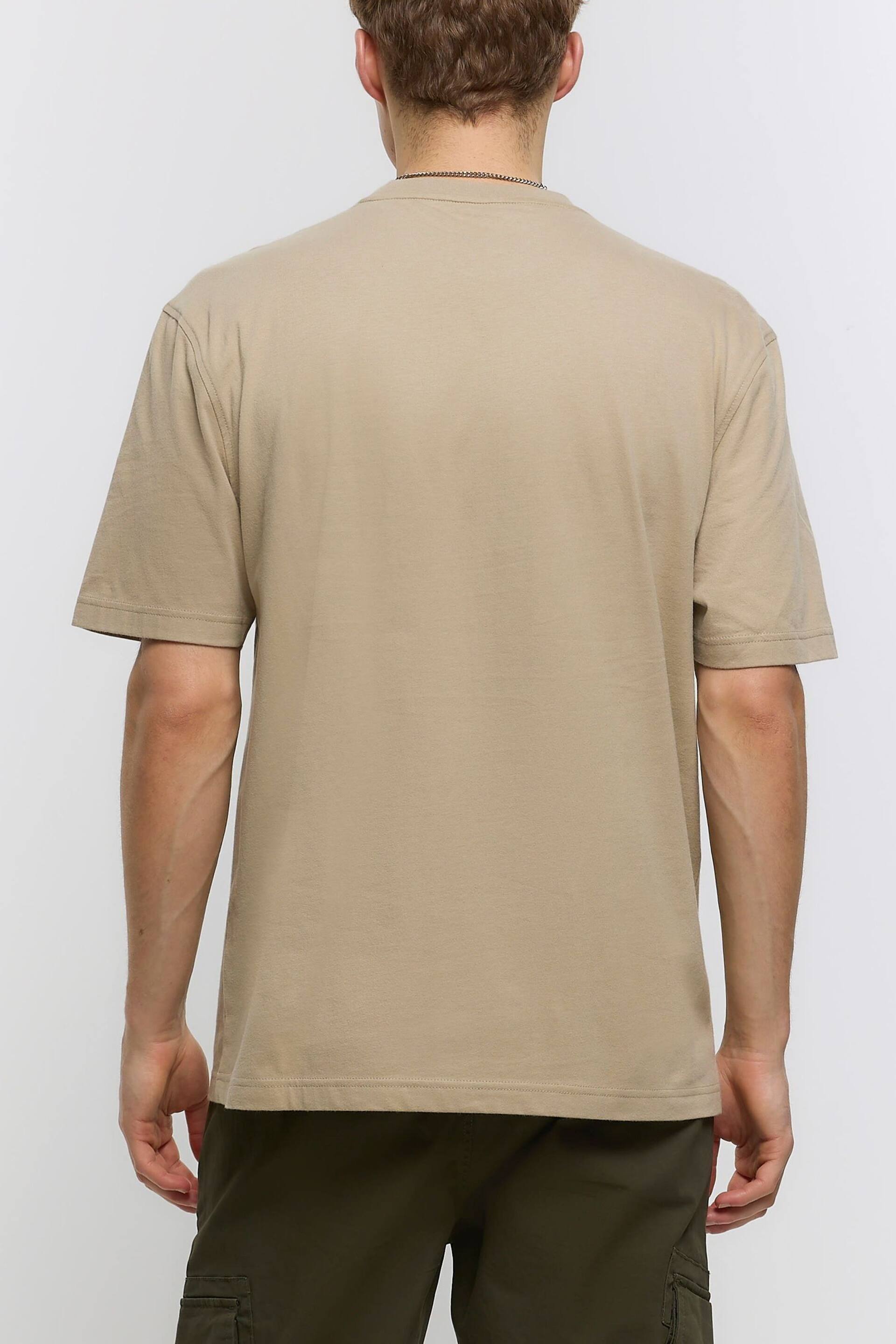 River Island Stone Natural Regular Fit T-Shirt - Image 2 of 4